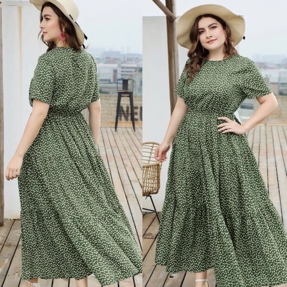 Boho plus size dot swing maxi dress - Picture 4 of 12